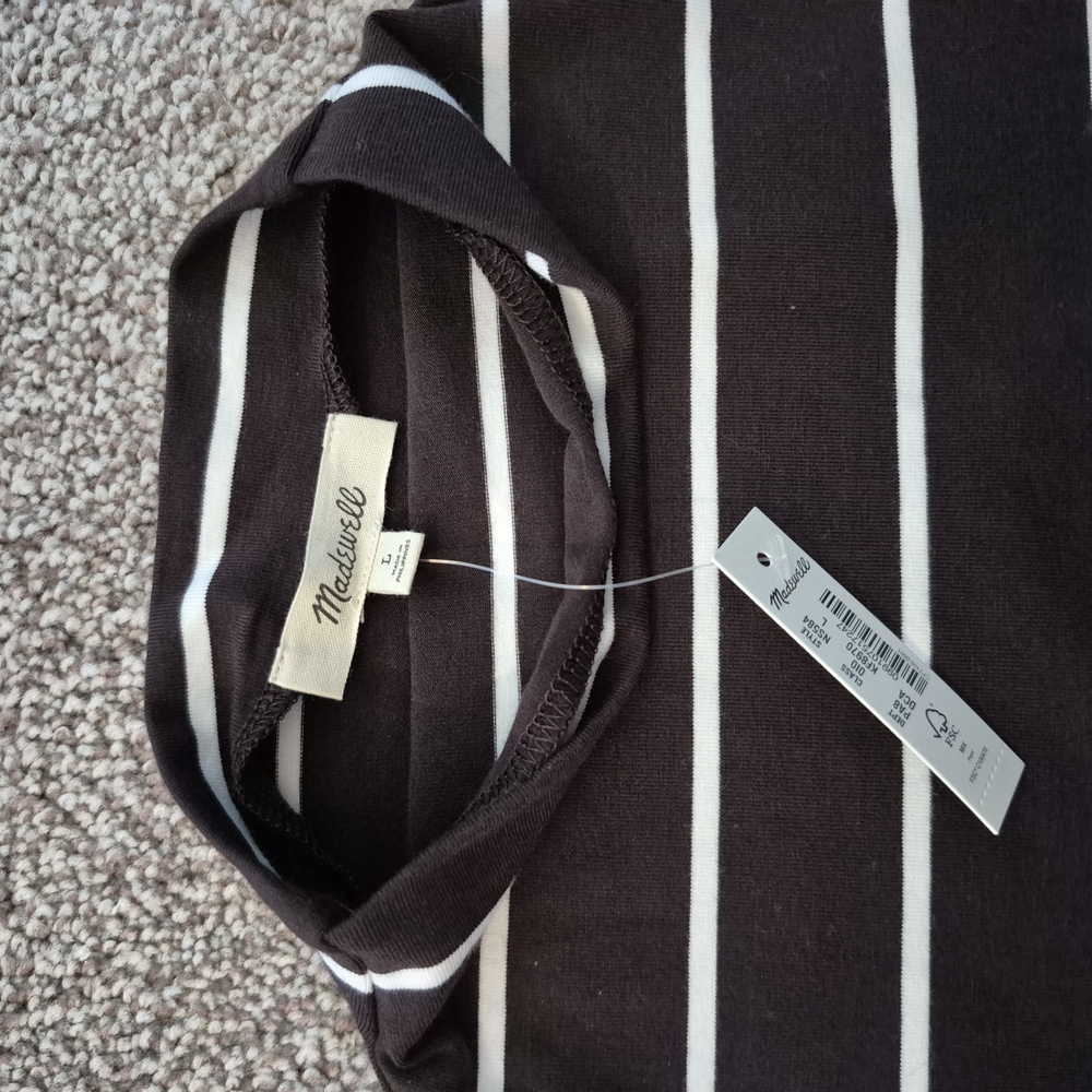 Striped Brown Turtleneck Top - Picture 5 of 7